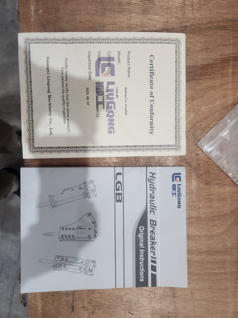 Certificate of Conformity + Original Instructions Manual